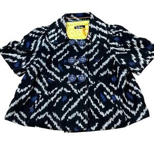 ANTHROPOLOGIE TAIKONHU cropped short sleeve blazer jacket small blue